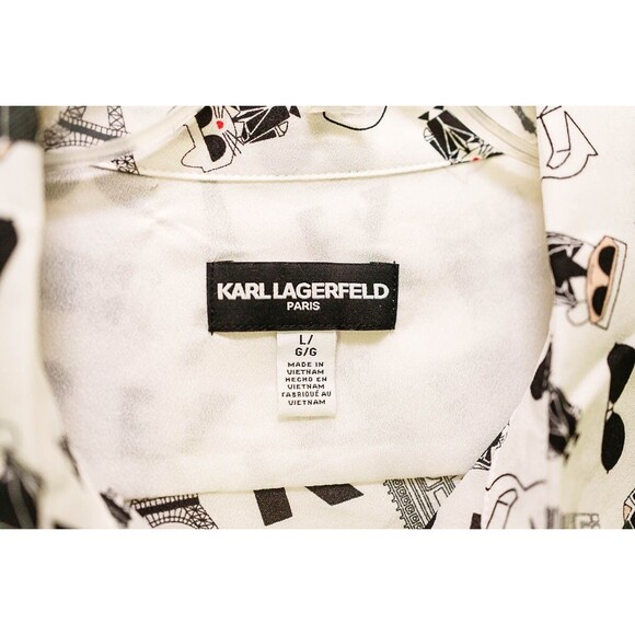 Karl Lagerfeld womens L button up shirt eiffel tower paris arc de triomph - Picture 2 of 6